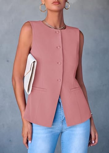 PRETTYGARDEN Women Tailored Suit Vest Business Casual Tops