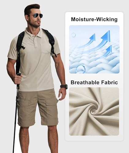 ZITY 5 Pack Polo Shirts for Men with Pocket Dry Quickly Short Sleeve Athletic Outdoor Work Collared Shirts