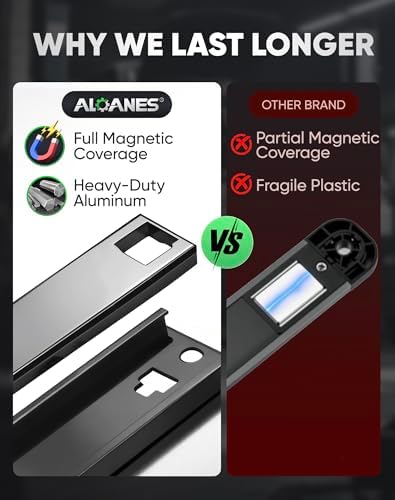 ALOANES 6PC Magnetic Tool Organizer Set - 36 Slot Screwdriver Holder & 42 Clip 3/8" Socket Rail, Heavy Duty Aluminum for Toolbox & Pegboard (Black)