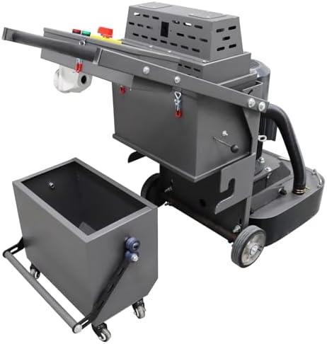 Concrete Floor Grinder Hand-Push Cement Ground Grinder Floor Polishing Machine 40L Dust-free Grinding Machine with 9-head Grinding Chassis, 220V 7.5KW