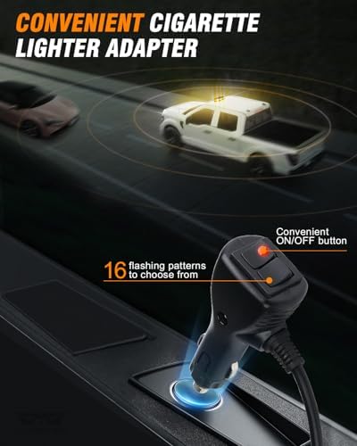 LUMENIX 56 LED Amber White Rooftop Beacon Strobe Light Bar for Trucks