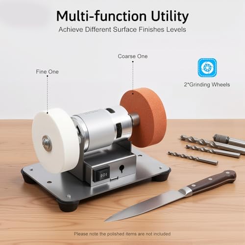 3-In-1 Mini Belt Sander - 15 Degree Knife Sharpener Electric Bench Grinder Sanding Machine, 7 Adjustable Speed Buffer Polisher for Metal Wood DIY Handcraft, Tool & Knife Sharpening (Plus Kit)