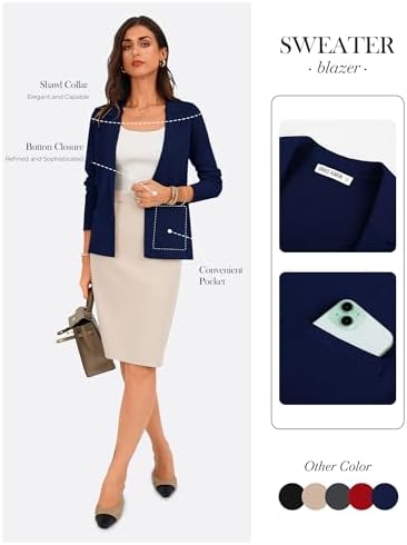GRACE KARIN Womens Sweater Blazer Jackets Business Casual Work Cardigan