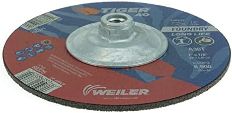 Weiler 68371 7" x 1/8" Tiger AO Type 27 Cut and Grind Combo Wheel A30T 5/8-11 Nut, (Pack of 10)