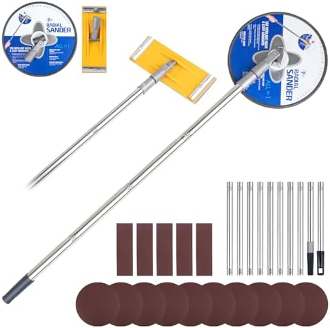 Drywall Pole Sander With 118in Splicing Pole,2 Sander Heads,15sanding Sheets (80,100,180,240,320 Grit),Suitable For Wall Painting, Cleaning and Polishing