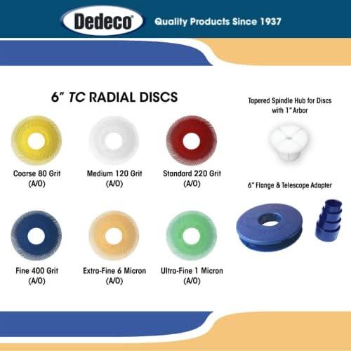 Dedeco Sunburst Radial Bristle Disc 1 Pack - 6 1/2" Curved - 1/2" Arbor - Peach 2500 Grit (Extra-Fine, 6 Micron) - Aluminum Oxide for Polishing & Finishing