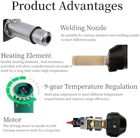 110V 1600W Professional PVC Roofing Welding Tools Heat Gun Kit Plastic Welder Hot Air Weld Gun with Roofing Seam Rollers Seam Tester Probe Weld Nozzle (110V Heat Gun Set)