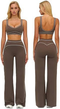 ABOCIW Two Piece Workout Sets for Women Racerback Tank Top Matching High Waist Wide Leg Yoga Pants Pilates Outfits