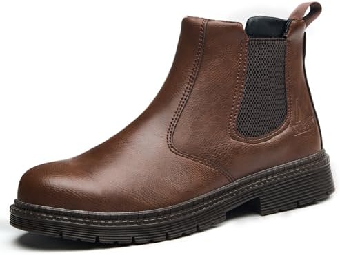 Steel Toe Boots for Men & Women,Slip On Work Boots for Construction