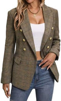 Mina Self 2026 Women's Fall Tweed Blazer Plaid Jacket Business Casual Coat