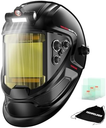 YESWELDER Welding Helmet with LED Light, Blue Light Filtering Lens