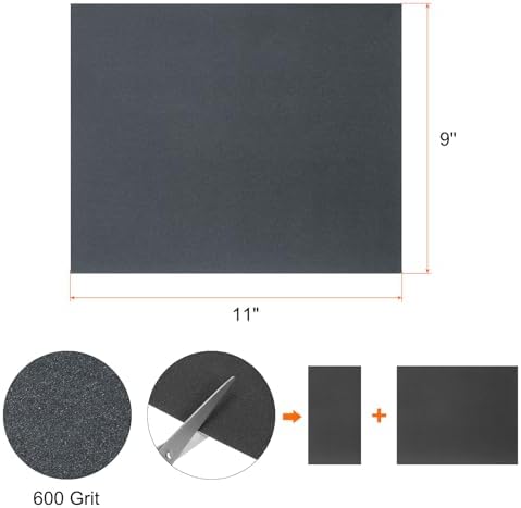 HARFINGTON 30pcs Sandpaper 600 Grit 9 x 11 Inch Waterproof Backing Silicon Carbide Abrasive Wet Dry Sanding Sheets for Wood Finishing, Metal Sanding, Automotive Polishing