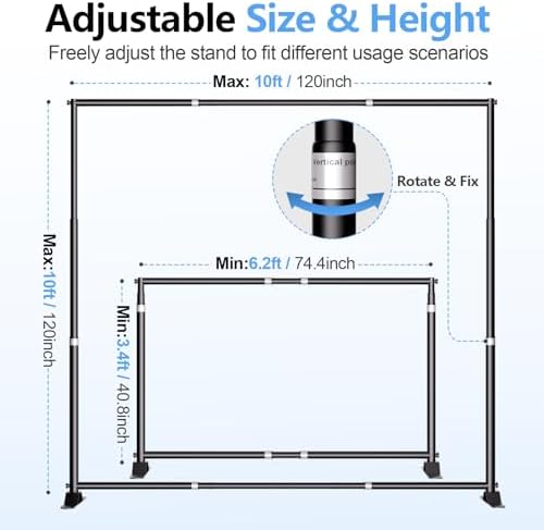 10x10FT Banner Stand, Heavy Duty Step and Repeat Stand, Black