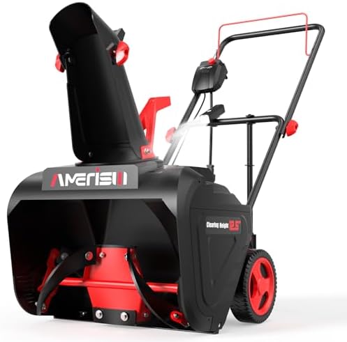 21-Inch Electric Snow Blower, 15-Amp, with LED Light for Patios Deck Yard Driveway(AM7521)