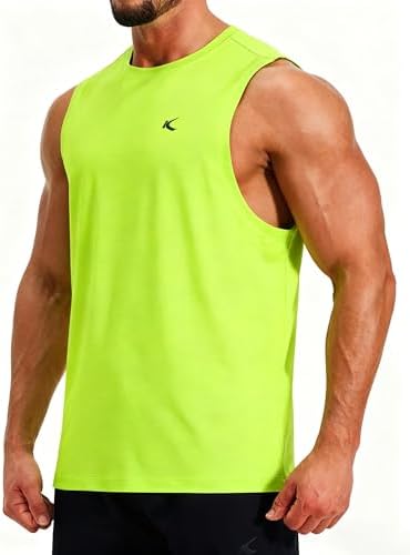 KPSUN Men's Quick Dry Workout Tank Top Summer Beach Shirt | UPF 50+ Sleeveless Gym Muscle Shirt with Hidden Pocket for Keys. Ideal for Gym Training, Outdoor Running, And Beach Workouts