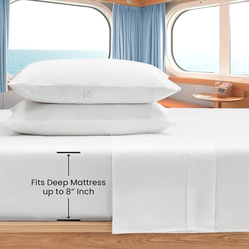 JS Sanders Collection 4PC Boat Sheet Set Universal V Berth, White