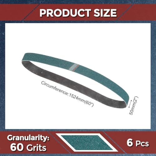 6 Pcs Sanding Belts 2 x 60 Inch 60 Grit Zirconia