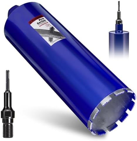 5" Pro Concrete Core Drill Bit with SDS Plus Adapter (1-1/4"-7 Thread) - 14" Cutting Depth & Upgraded Welded Teeth Core Bits for Concrete with Rebar, Brick, Masonry,Stucco,Mortar,Wet Coring
