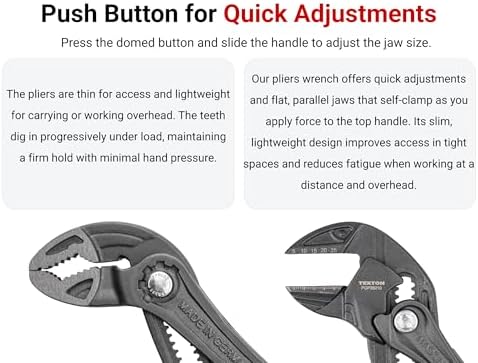 TEKTON Push Button Adjustable Pliers Set, 2-Piece | PLR90001