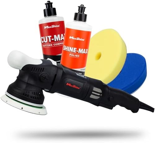 Maxshine M15 Pro Dual Action Polisher & Cut Polish Kit – 15mm Long Throw 1000W Car Buffer with 5” Backing Plate, Variable Speed 2,500–5,000 OPM – Detailing Tool for Cars, Trucks, SUVs & Boats