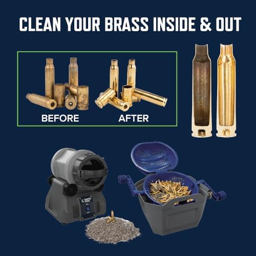 Frankford Arsenal Rotary Tumbler Lite Essentials Kit with 110V Rotary Tumbler Lite, Wet/Dry Media Separator, Stainless Steel Media, for Brass Cleaning, Dry Tumbling, and Gunsmithing