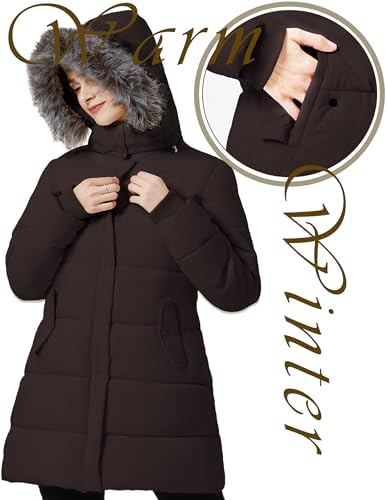 GGleaf Women's Winter Puffer Coat with Removable Fur Hood Warm Snow Jacket