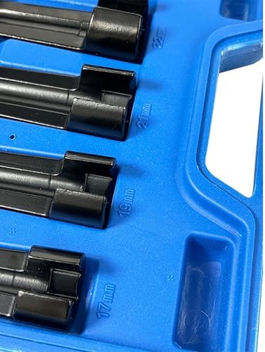 12090 Diesel Fuel Line Socket Set, 5PCS Fuel Injection Flare Nut Socket, 17mm 19mm 21mm 22mm 24mm 3/8" Drive Fuel Line Flare Tool for Audi VW BMW Ford Cummins Engines