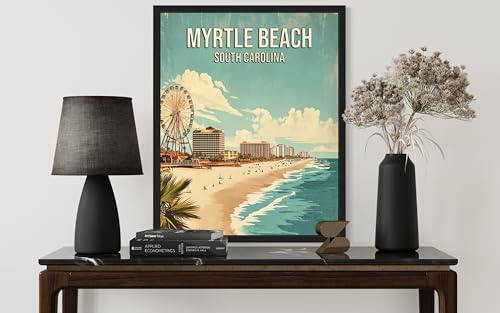 Myrtle Beach South Carolina Unframed Wall Art Print Poster, US Vintage Retro Beach Scenery Posters Prints for Restroom Home Picture Painting Artwork Gallery 219 (Myrtle Beach South Carolina, 20"L x 16"W, Unframed)
