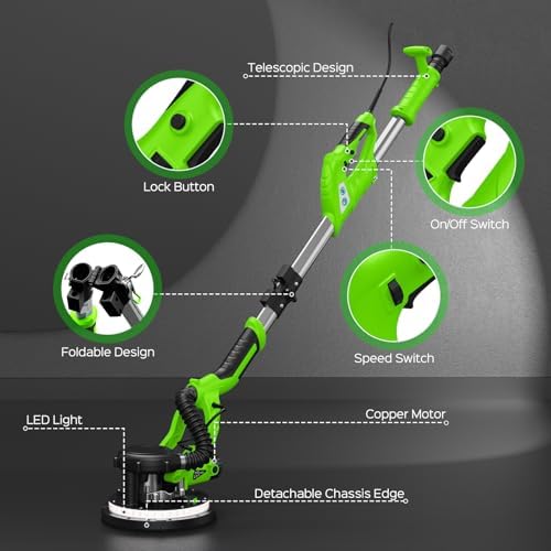 Drywall Sander, 8-Amp Drywall Sander with Vacuum Dust Collector,Light Green