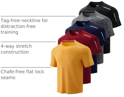 Liberty Imports 5 Pack Men's Active Quick Dry Crew Neck T Shirts