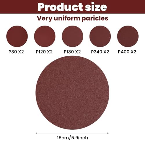Sanding Belts and Sanding Discs Set, 4x36 Sand Belts, Aluminum Oxide Sanding Belts, 80/120/150/240/400 Grits 10 Pack Plus 6 Inch No-Hole Self Stick Oxide Sands Disc Paper 80-400 Grits
