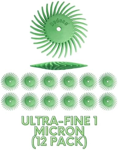 Dedeco Sunburst Radial Bristle Discs 12-Pack - 1-1/2" Curved Knife-Edge - Light Green 14000 Grit (Ultra-Fine 1 Micron) - Aluminum Oxide for Polishing & Surface Finishing