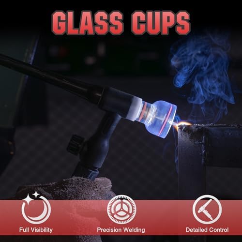 YESWELDER 123 Pcs TIG Welding Torch Stubby Gas Lens Glass Cup Kit