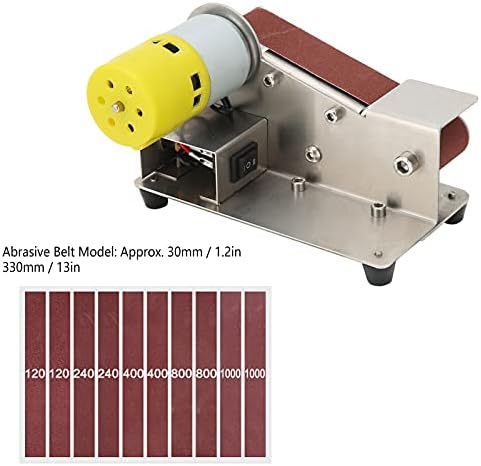 Mini Belt Sander,AC110‑240V Electric Polishing Grinding Belt Machine Aluminum Alloy Micro Knife Sharpener DIY Bench Sanding Machine with 10 Sanding Belt for Metal Wood Polishing(US Plug 775-100W)