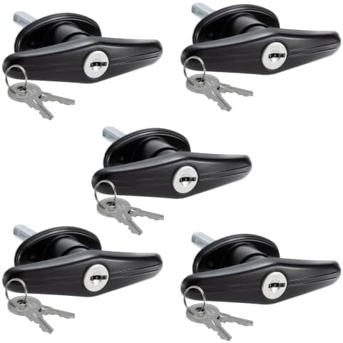 RecPro Truck Cap Lock T-311 Topper Window T Handle for LEER A.R.E. Bauer K127 Key | Tonneau Cap Cover Lock T-311 T-Handle for LEER Century Bauer K127 Cylinder Key (5 Pack)