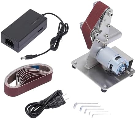 Mini Belt Sander, 7 Adjustable Speed Vertical Electric Grinding Sanding Machine, Handcraft System Bench Grinder Polisher Buffer
