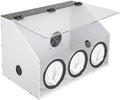 3-Hole Grinding Dust Box, Fully Enclosed Table Grinding Table Polisher with Fan and LED Lamp, Electric Sandblasting Cabinet for Carving, Cutting, Drilling, Polishing