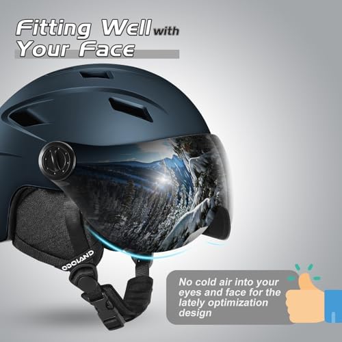 Odoland Ski Helmet with 2-in-1 Visor Goggles, Lightweight for Men Women