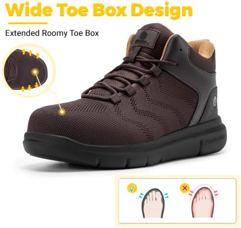 FitVille Extra Wide Work Boots for Men Composite Steel Toe Safety Boots High Top Work Shoes for Men