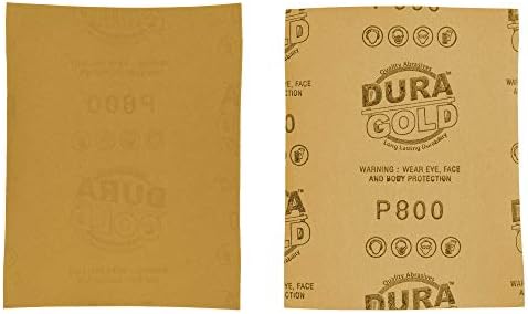 Dura-Gold Premium 1/4 Sheet Gold Sandpaper Sheets, 800 Grit (Box of 400)