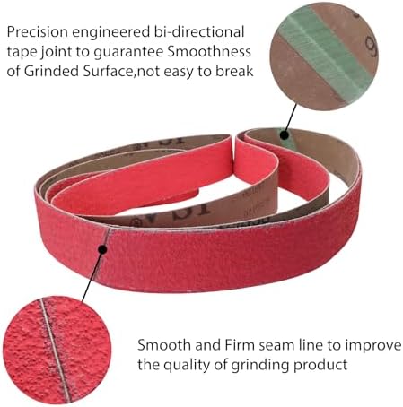 2x72 Inch Ceramic Sanding Belts 36 Grit, 5 Pack
