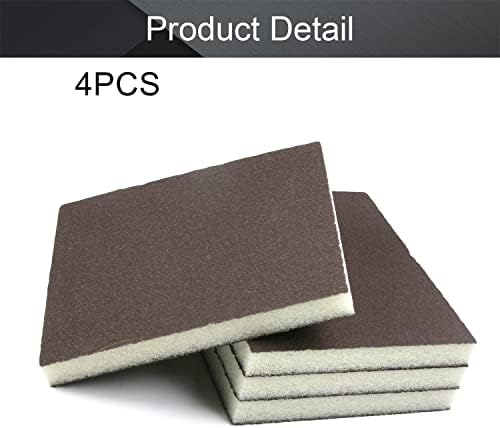 Utoolmart Sanding Sponge Sanding Blocks, 220 Grit Wet Dry Sandpaper Sponge, Washable and Reusable Sand Sponge Kit, for Kitchen Cookware Cleaning and Rust Removal of Rusted Metal, Grey, 4 Pcs