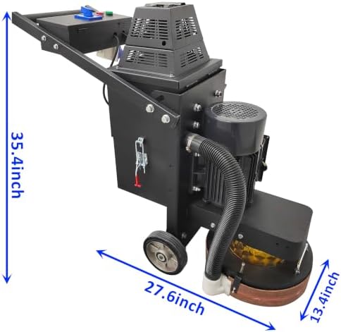 TECHTONGDA 4-Head Electric Concrete Floor Grinder & Polisher 13" Grinding Width 0-0.12" Grinding Depth with 20L Dust Collection Box for Home Renovation Remodeling Garages Factories 220V