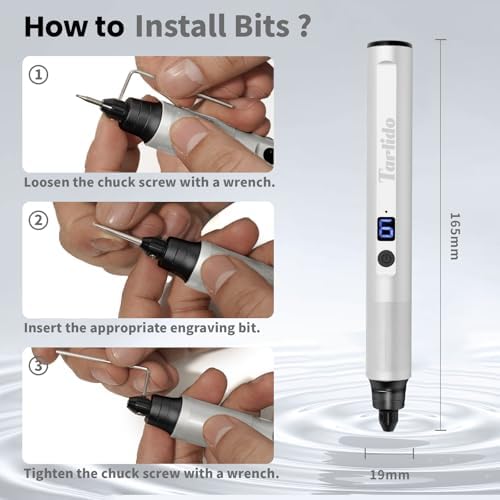 Tarlido Electric Engraving Pen, Mini Cordless Rotary Tools, USB Rechargeable Etching Pen, 4V/1200mAh DIY Engraver Machine for Metal, Wood, Glass, Plastic,2 Stencils, Sliver