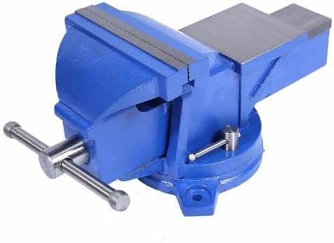 Bench Vise Heavy Duty 6-Inch, 360° Swivel Base with Anvil Clamp Cast Steel,Table Clamp Woodworking Vice,Multipurpose Workbenchw for Drilling, Pipe Cutting,Woodworking-Blue