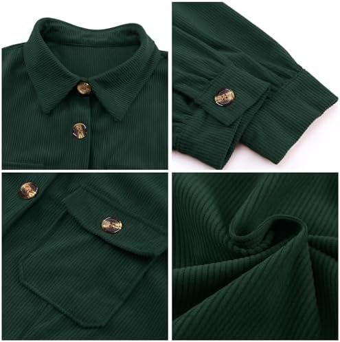 Alaster Queen Women's Corduroy Long Sleeve Button Work Tunic Short Dresses