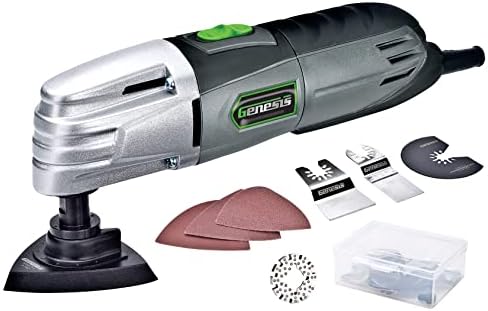 Genesis GMT15A 1.6 Amp Multi-Purpose Oscillating Tool and 19-Piece Universal Hook-And-Loop Accessory Kit with Storage Box