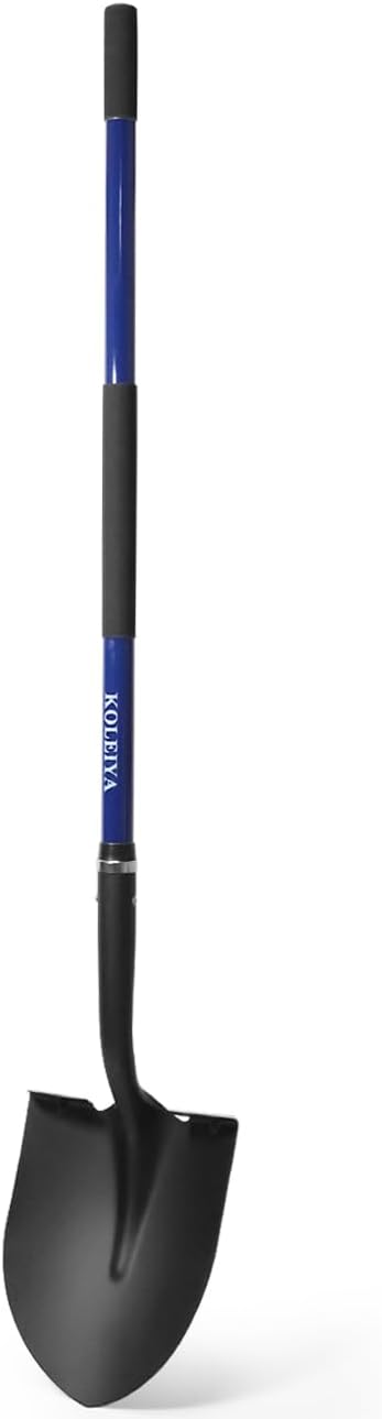 KOLEIYA Shovel,Shovels for Digging Heavy Duty with Fiberglass Handle,Spade Shovel for Gardening Trenching Planting Transferring,57 inches,Blue