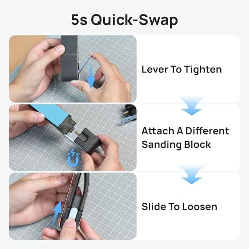 HOZO NeoBlock Premium Gift Combo – 1 Handle + 3 Swappable Heads (Basic, Pro, Expert) with 60Pcs Sanding Belts (120/180/240/400/600/800 Grit, 10 Each), Gift-Box Packaging for DIY & 3D Printing Lovers