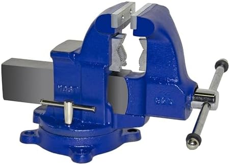 Yost Vises 32C Combination Vise | 4.5 Inch Jaw Width Heavy-Duty Utility Pipe and Bench Vise | Secure Grip with Swivel Base and Large Pipe Jaw Capacity | Made with Ductile Iron | Blue